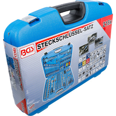 BGS Steckschlüssel-Satz Wellenprofil | Antrieb 6,3 mm (1/4"""") / 10 mm (3/8"""") / 12,5 mm (1/2"""") | 218-tlg | 8820