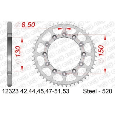 AFAM Kettenrad STAHL 49 Zähne | für 520 - 10304-49 | 12323-49