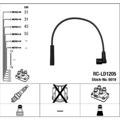 RC-LD1205 NGK | Zündkabelsatz | LADA NIVA II (2123) 1.7 LPG,9.02 | 6019