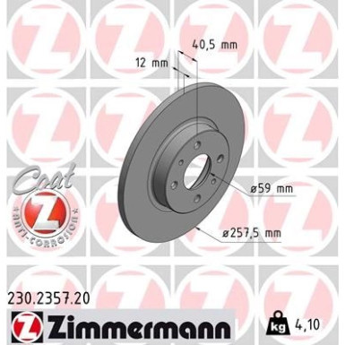 ZIMMERMANN Bremsscheibe | 230.2357.20