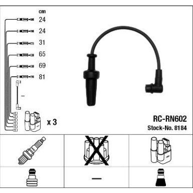 RC-RN602 NGK | Zündkabelsatz | RENAULT Espace III 96-98 | 8184