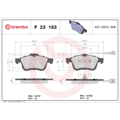 BREMBO Bremsklötze VA | FIAT, LANCIA, OPEL Combo 12 | P 23 163