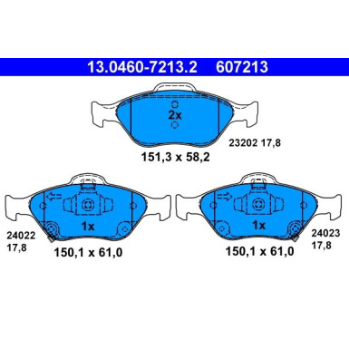 Bremsbelagsatz Toyota P. Yaris 1.0-1.33 05 | 13.0460-7213.2