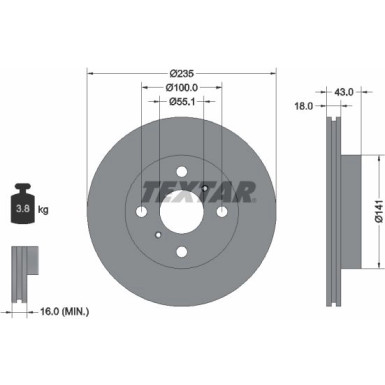 BREMSSCHEIBE TOYOTA P. YARIS 99-05 235MM Z TY?U B?BNY | 92103603