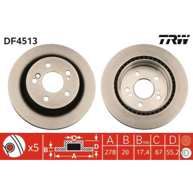 15 482 063 Bremsscheibe HA | MERCEDES SLK (R171) 04 | DF4513