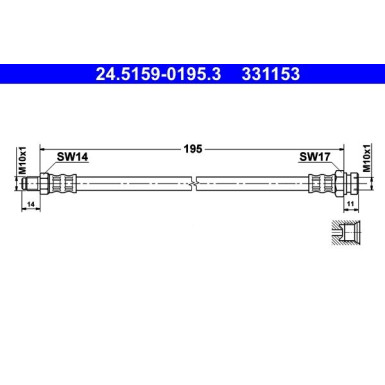 ATE Bremsschlauch | 24.5159-0195.3