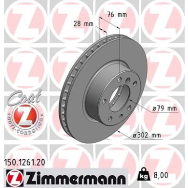 ZIMMERMANN Bremsscheibe | 150.1261.20