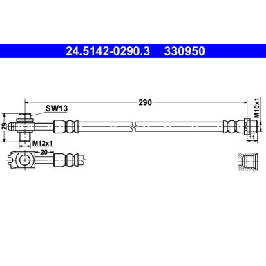 ATE Bremsschlauch | 24.5142-0290.3