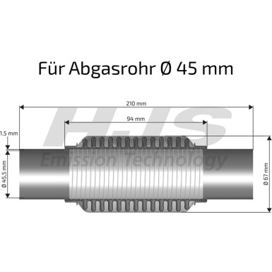 Flexrohr mit Schellen | DM 45,5L 210mm | 83 00 8409