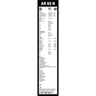 Scheibenwischer Aerotwin AR65N BOSCH | RENAULT, Mercedes, Opel | 3397008844