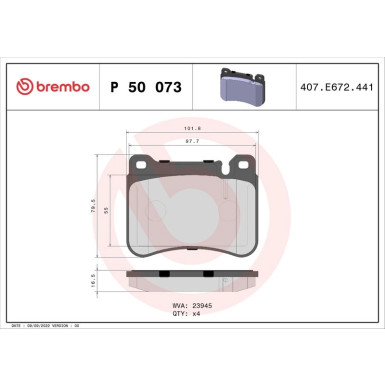 BREMBO Bremsklötze VA | MERCEDES C-Klasse 00-11 | P 50 073