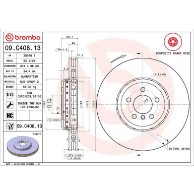 11 481 115 Brembo PREMIUM VA zweiteilig | BMW 550,750 10 | 09.C408.13