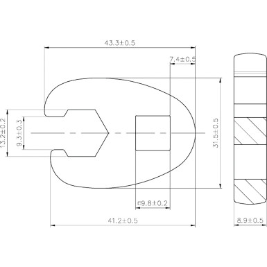 BGS Hahnenfußschlüssel | Antrieb Innenvierkant 10 mm (3/8"""") | SW 13 mm | 1756-13