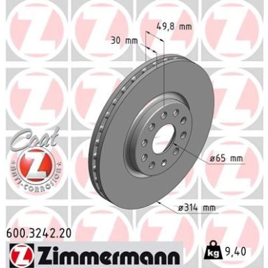 ZIMMERMANN Bremsscheibe | 600.3242.20