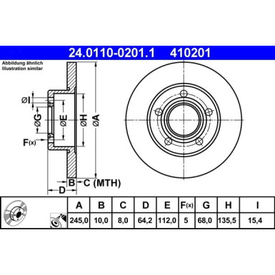 Bremsscheibe Vw T. A100/A6/Passat 96- 245X10 | 24.0110-0201.1