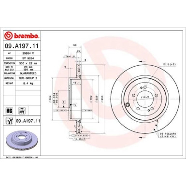 84 482 037 Bremsscheibe HA | MITSUBISHI Lancer 07 | 09.A197.11