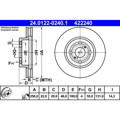 Bremsscheibe Toyota P. Yaris 1.0-1.33/1.4D 05 | 24.0122-0240.1