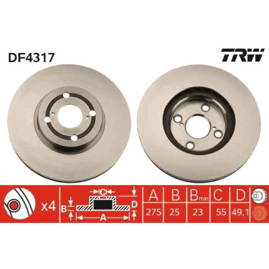 Bremsscheibe Toyota P. Corolla 1.4D-2.0 D-4D 02-07 | DF4317