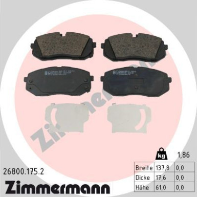 ZIMMERMANN Bremsbelagsatz, Scheibenbremse | 26800.175.2