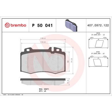 BREMBO Bremsklötze VA | MERCEDES S, M-Klasse 98-12 | P 50 041