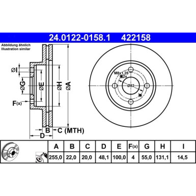 Bremsscheibe Toyota P. Corolla 1.3-2.0D 92-02 | 24.0122-0158.1