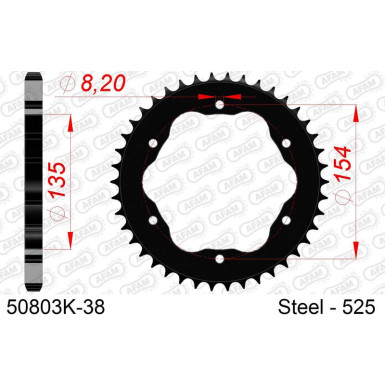 AFAM Kettenrad STAHL 38 Zähne | für 525, schwarz | 50803K-38