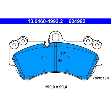 Bremsbelagsatz Porsche P. Cayenne 3,2-4,8 03-10 | 13.0460-4992.2