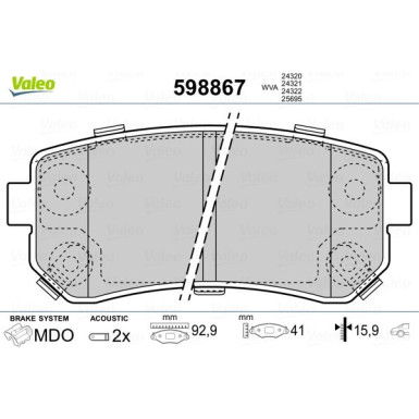 VALEO Bremsbeläge | 598867