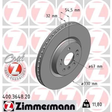 ZIMMERMANN Bremsscheibe | 400.3648.20