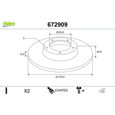 VALEO Bremsscheibe | 672909