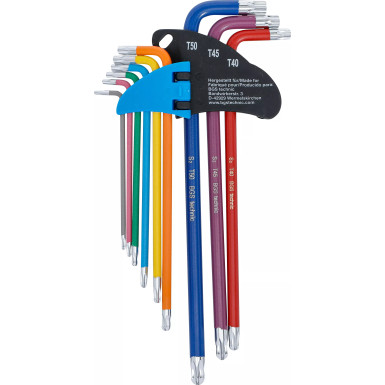 BGS Torx Winkelschlüssel-Satz Multicolour extra lang mit Kugelkopf | 74468