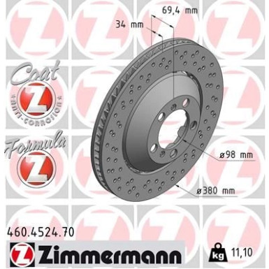 ZIMMERMANN Bremsscheibe | 460.4524.70