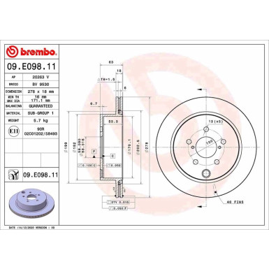 Bremsscheibe HA | SUBARU Forester 12 | 09.E098.11