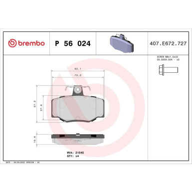 BREMBO Bremsklötze HA | NISSAN Almera, Primera 98-06 | P 56 024