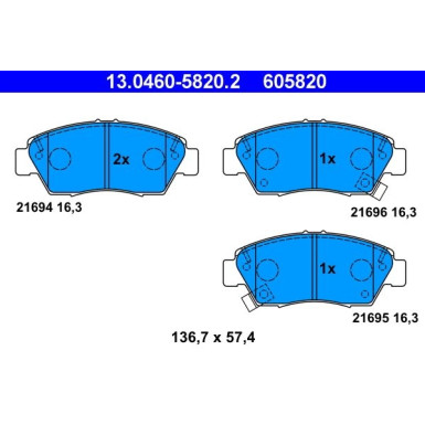 Bremsbelagsatz Honda P. Civic/Crx 1.3-1.7 91 | 13.0460-5820.2