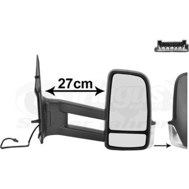 Aussenspiegel re. elek. Verstell. bhz | VW Crafter 6Pin konv. langer Arm OE 2E3 857 508 D +