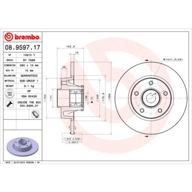 85 482 026 m.Radl. Bremsscheibe HA | OPEL Vivaro,NISSAN,RENAULT 01 | 08.9597.17