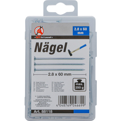 BGS Nägel-Sortiment | 250 g | 2,8 x 60 mm | 88118