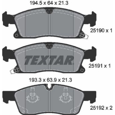 Bremsbelagsatz Jeep P. Grand Cherokee 3.0-6.4 4X4 10 | 2519001