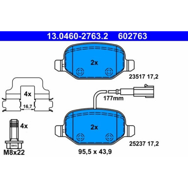 Bremsbelagsatz Alfa T. Mito 0,9-1,4 08 | 13.0460-2763.2