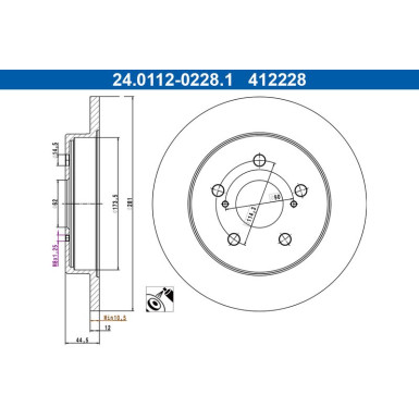 ATE Bremsscheibe | 24.0112-0228.1