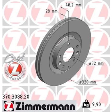 ZIMMERMANN Bremsscheibe | 370.3088.20