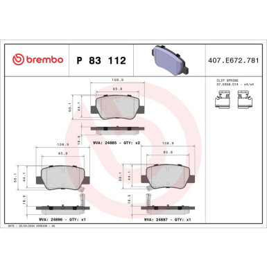 BREMBO Bremsklötze HA | TOYOTA Avensis 09 | P 83 112