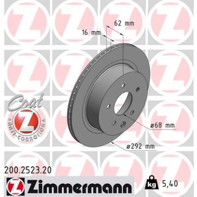 ZIMMERMANN Bremsscheibe | 200.2523.20