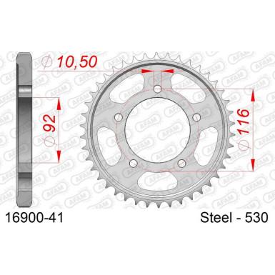 AFAM Kettenrad STAHL 41 Zähne | für 530 | 16900-41