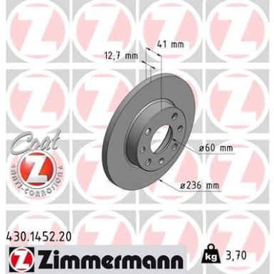 ZIMMERMANN Bremsscheibe | 430.1452.20