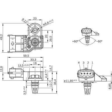 10 616 044 Drucksensor | CHEVROLET,OPEL,SAAB | 0 281 006 076