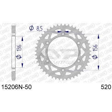 NB AFAM Kettenrad ALU 50 Zähne | für 520 | 15206N-50