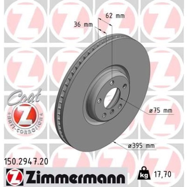 ZIMMERMANN Bremsscheibe | 150.2947.20