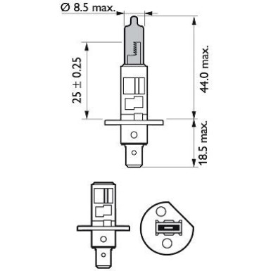 H1 12V 55W P14,5s WhiteVision Ultra 1St. Philips | 1Stk/Blister | 12258WVUB1